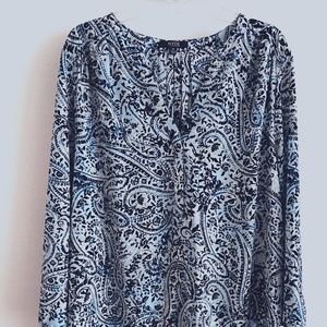 NYDJ Blouse. Blue Paisley Pattern - Size M